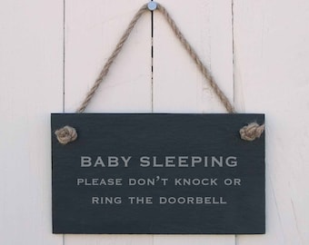 Hanging Sign 'Baby Sleeping Please Don't Knock or Ring the Doorbell'