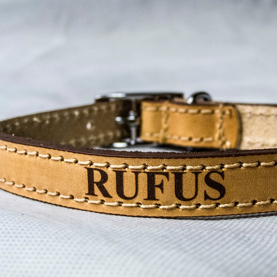 Personalised Tan Dog Collar in a Range of Sizes Etsy