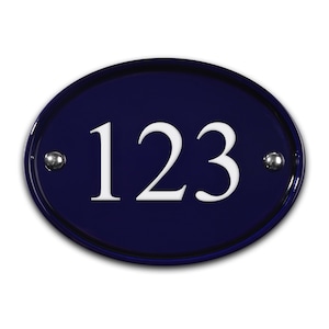 Blue Oval Ceramic House Number 16.5 x 12.5cm Landscape