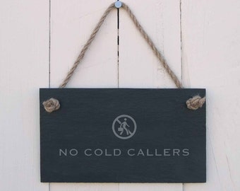 Wooden Engraved Plaque "No Unsolicited Callers" 