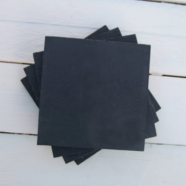 Hand Riven Slate Coasters, Set of 4 - Dark Charcoal Grey