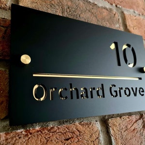 Matte Black Acrylic House Sign with Gold or Silver Mirror Base Layer