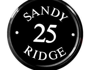 Black Engraved Round Ceramic House Sign 16cm