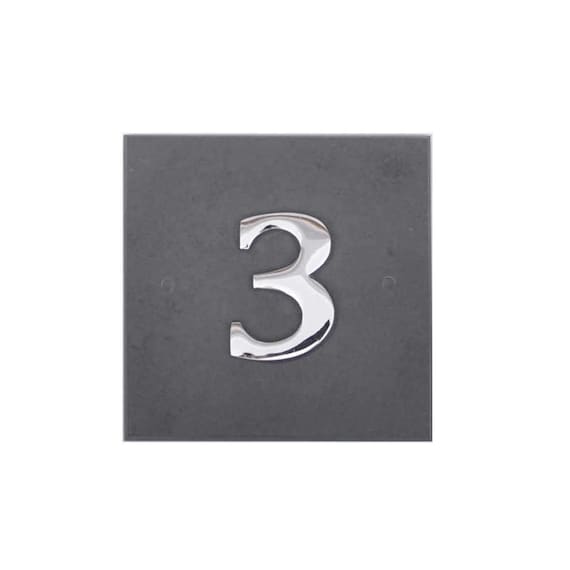 Slate House Numbers Charcoal Grey With Chrome Digit Etsy