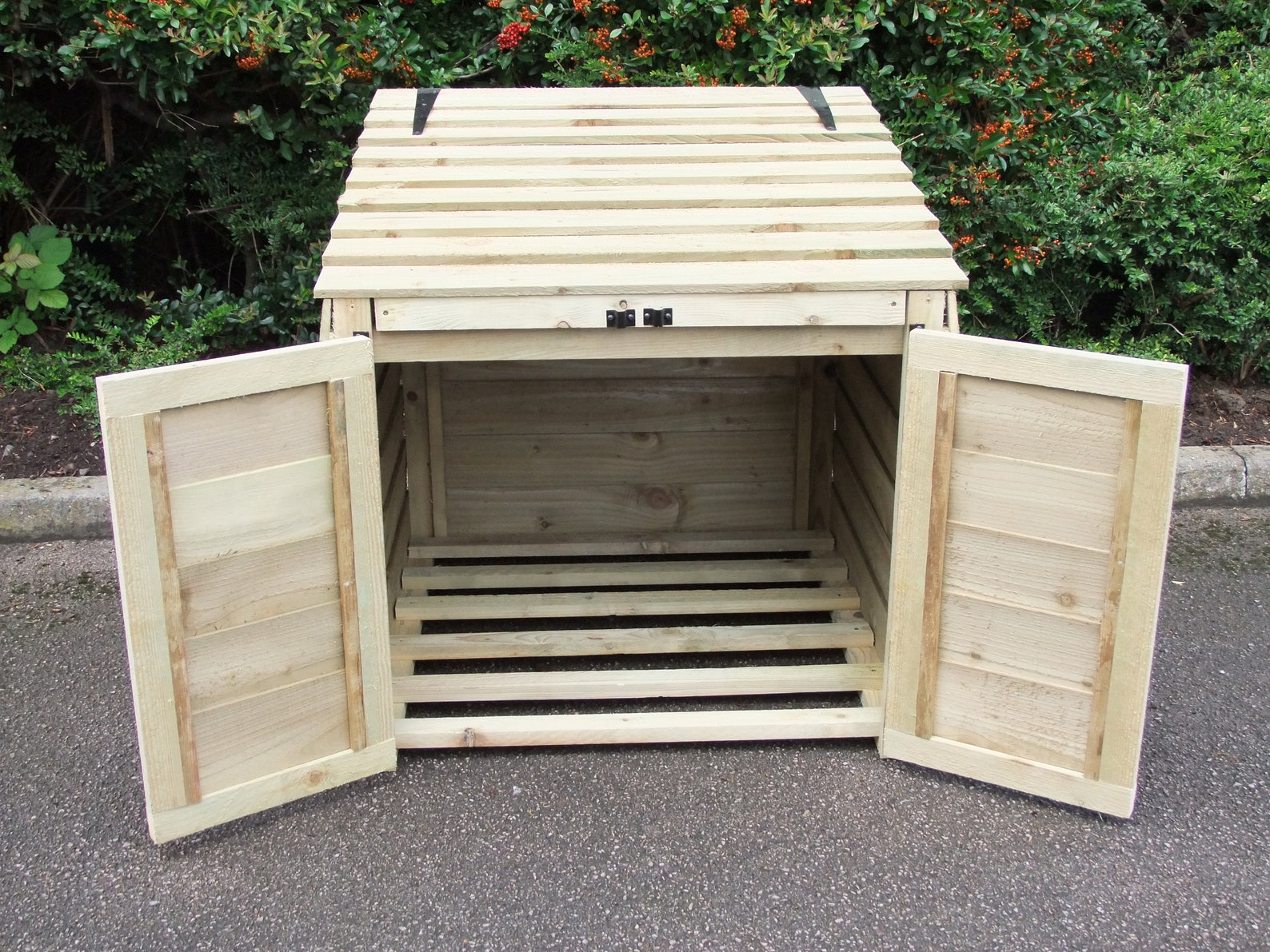 Large Wooden Log Store With Hinged Lid and Front Doors Easy Etsy UK