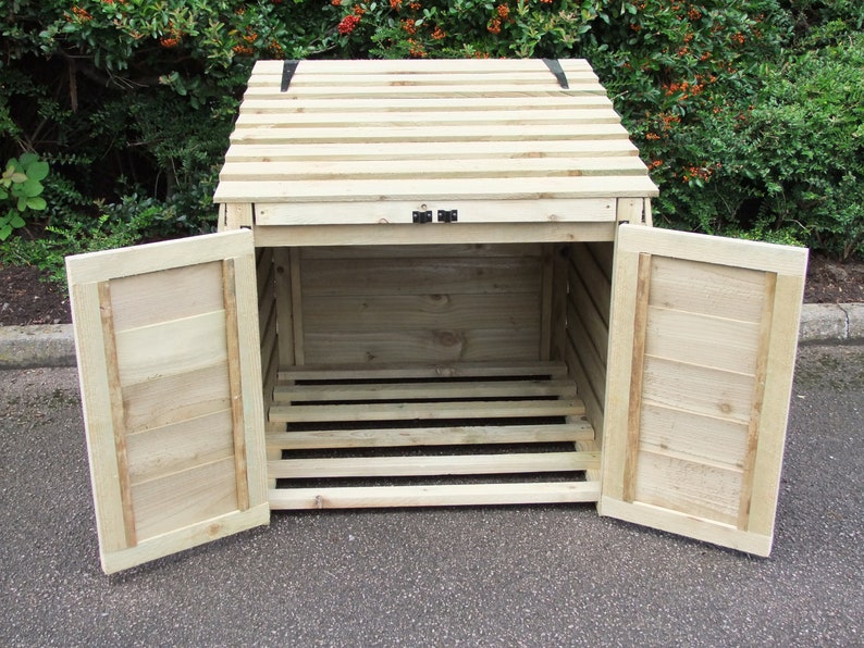 Large Wooden Log Store With Hinged Lid and Front Doors Easy Etsy UK
