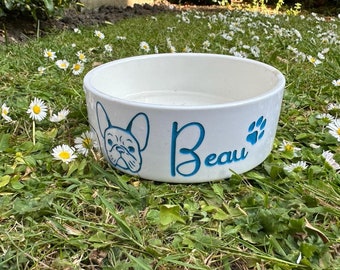 Bol en céramique pour animaux de compagnie personnalisé avec le nom de votre chat ou de votre chien