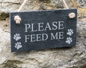 Double Sided Hanging Sign 'Please Feed Me' / 'I have been fed'