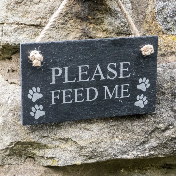 Double Sided Hanging Sign 'Please Feed Me' / 'I have been fed'