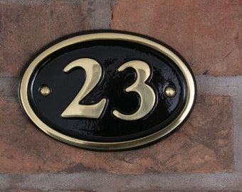 Oval Brass House Number 14 x 10cm