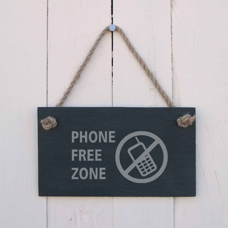 Hanging Sign 'Phone Free Zone' Handmade Gift image 1