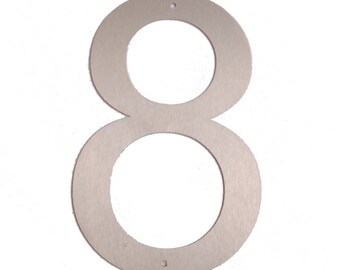 Extra Large Contemporary 25cm Stainless steel Number, supplied with stand off fixings (Digit No 8)