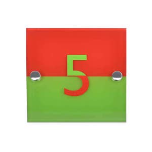 Acrylic House Number - Multi Coloured Red/Green