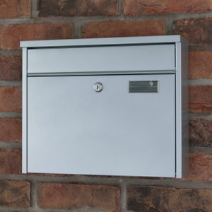 Cheshire Silver Letterbox/Postbox/Mailbox, New Design, Wall-mounted, Lockable, 37.5 x 30.5cm