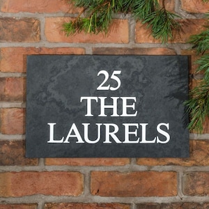 Slate House Sign 2 Line 35.5 x 20cm - smooth slate