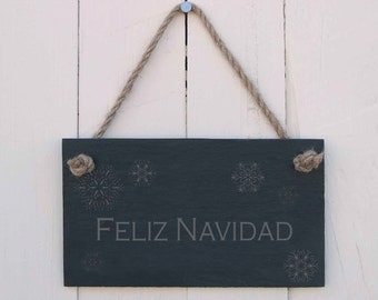 Hanging Sign Spanish Merry Christmas 'Feliz Navidad' Handmade Gift