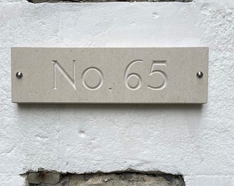 Limestone House Sign 1 line 35.5 x 10cm With Natural Infill