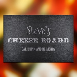 Personalised Christmas Cheeseboard, Made from Riven Slate, Laser-Etched, 30 x 20.5cm, Perfect Festive Gift for Christmas