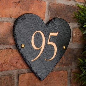 Heart Shaped Slate House Number