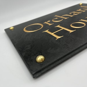 Personalised House Name Sign in Black Slate size 30.5cm x 20cm image 5