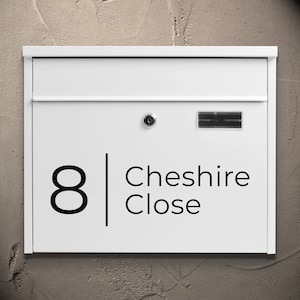 Personalised Letterbox/Postbox/Mailbox, White, Cheshire, Design 1, Wall-mounted, Lockable, 37.5 x 30.5cm, Add Your House Number/Name/Street