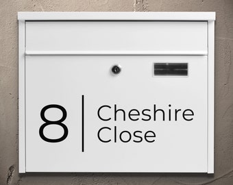 Personalisierter Briefkasten, weiß, Cheshire, Design 1, Wandmontage, abschließbar, 37,5 x 30,5 cm, fügen Sie Ihre Hausnummer / Name / Straße hinzu