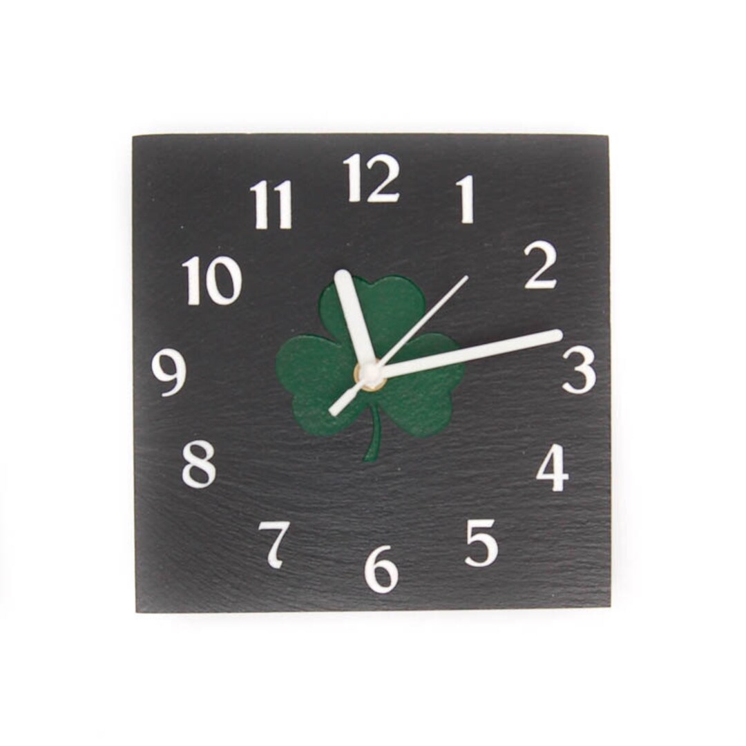 Slate Clock With Irish Clover Emblem - Etsy