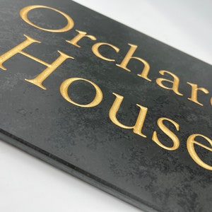 Personalised House Name Sign in Black Slate size 30.5cm x 20cm image 6