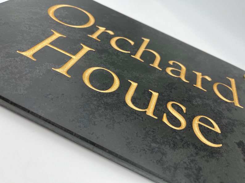 Personalised House Name Sign in Black Slate size 30.5cm x 20cm image 6