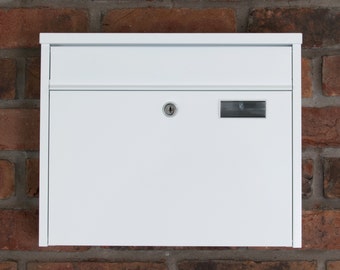 Cheshire White Letterbox/Postbox/Mailbox, New Design, Wall-mounted, Lockable, 37.5 x 30.5cm