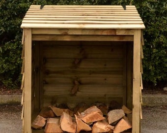 Wooden Log Store with a lifting lid.