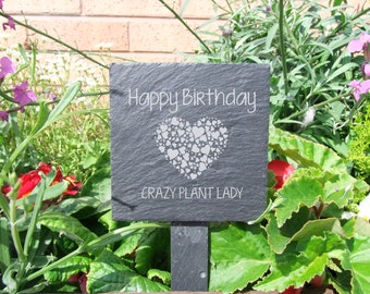 Marqueur de plante Happy Birthday Crazy plant lady