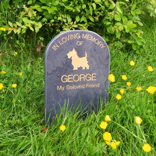 Personalised Pet Memorial, Smooth Slate Gravestone, 29cm x 20cm