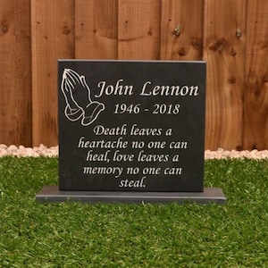 Memorial headstone on plinth - large with motif