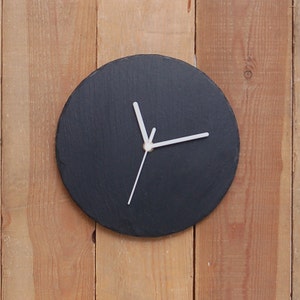 Plain Round Slate Clock- contemporary design with a white mechanism