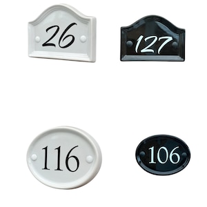 Ceramic House Number Oval, Bridge, Choice of Black or White Ceramic, Landscape, 16.5 x 12.5cm