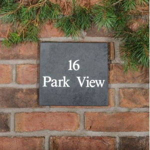Slate House Sign 3 line 23 x 20.5cm - smooth slate