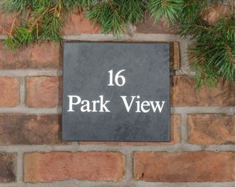 Personalised Smooth Slate House Sign – Custom House Name Plaque – Sandblasted & Hand Painted
