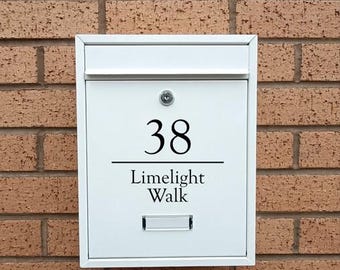Personalised Letterbox, Mailbox, Postbox - Trent - White, Wall-mounted, Lockable & Secure