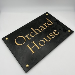 Personalised House Name Sign in Black Slate size 30.5cm x 20cm image 8