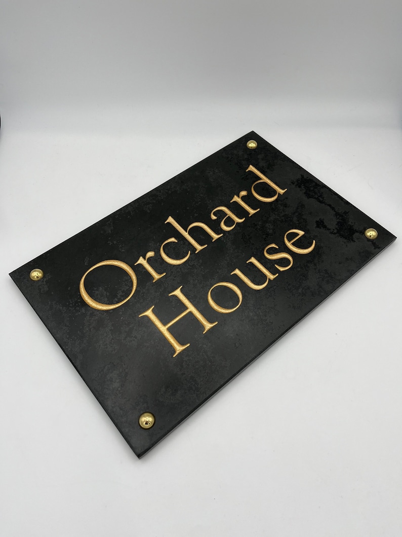 Personalised House Name Sign in Black Slate size 30.5cm x 20cm image 8