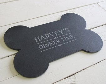 Personalised Slate Bone Shaped Food Mat