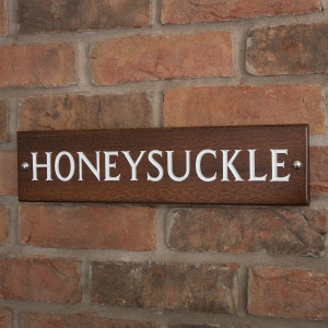 Iroko Wood House Name Sign - size is 40.5cm x 10cm