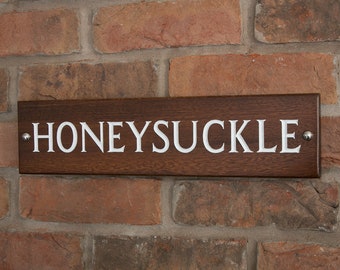 Iroko Wood House Name Sign - size is 40.5cm x 10cm