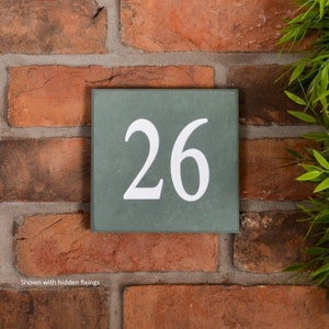 Smoky Green Slate square house number 15cm x 15cm image 2
