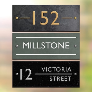 Personalised Contemporary Design Slate House Signs, Names & Numbers, 25.5 x 10cm