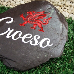 Welsh  stone - &quot;Croeso and Welsh dragon&quot;  -