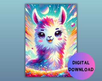 Printable Llama Wall Art | Children's Bedroom Wall Art | Nursery Wall Art | Cute Llama Prints | Digital Download | Variety of Sizes