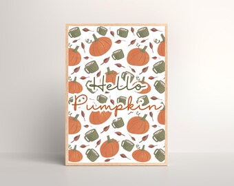 "Handgezeichnete ""Hello Pumpkin"" Herbst-Wandkunst (Ungerahmt)"