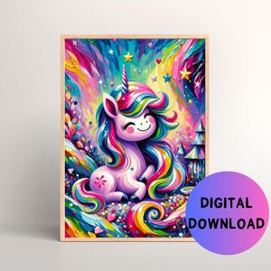 Printable Unicorn Wall Art | Children&#39;s Bedroom Wall Art | Nursery Wall Art | Magical Unicorn Prints | Digital Download | Variety of Sizes